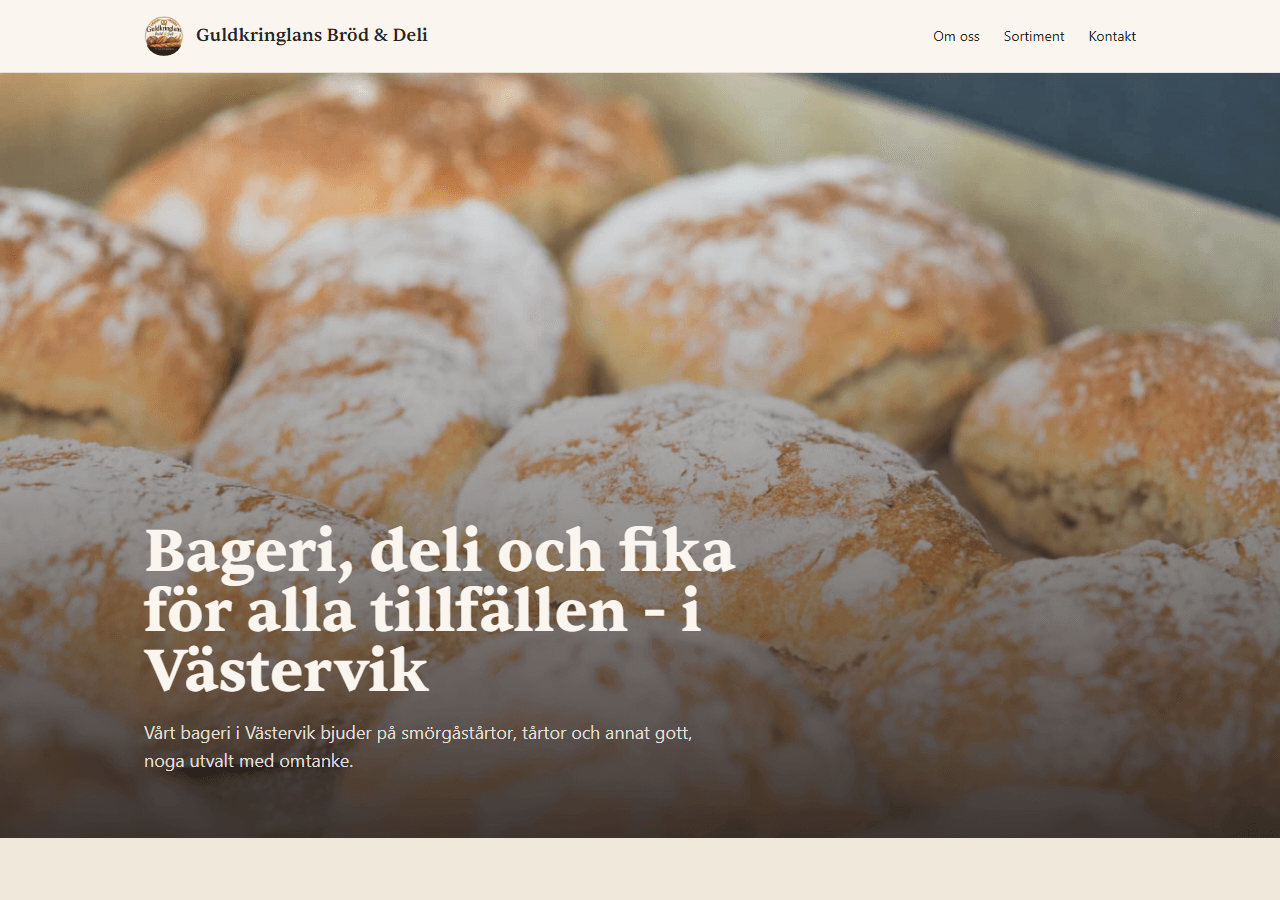 Startsida för Guldkringlans Bröd & Deli i Västervik